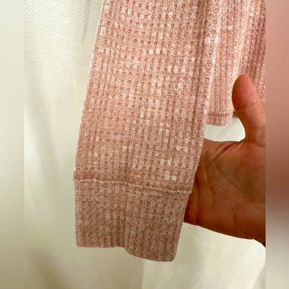 Pink Waffle Knit Long Sleeve Top - Picture 3 of 4